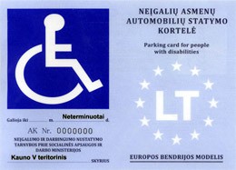 Neįgalių asmenų automobilio statymo kortelė